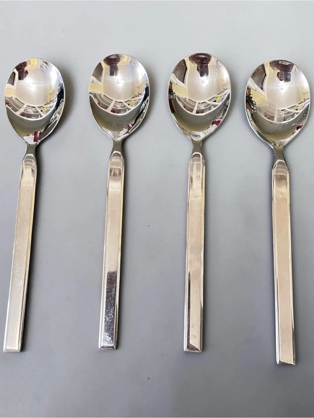 Cambridge Chop/Conversation pattern, set of 4 round spoons for condiments